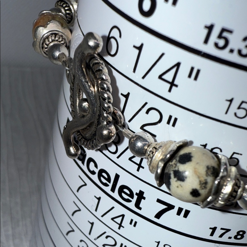 Silver Tone (Untested) Multi-Stone Beaded Bracele… - image 7